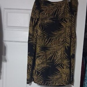 Giorgio Fiorelli Black and Gold Leaf Embellished Beads Print Pencil Skirt Sx 24